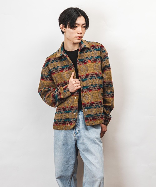 Healthknit Product(ヘルスニットプロダクト)の「Healthknit Product ヘルスニットプロダクト コヨーテ 刺繍 オルテガ柄 ジャケット(GW)(その他アウター・メンズ・ブラック/ブラウン・L/M/XL)」の14枚目の写真