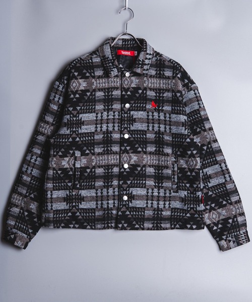 Healthknit Product(ヘルスニットプロダクト)の「Healthknit Product ヘルスニットプロダクト コヨーテ 刺繍 オルテガ柄 ジャケット(GW)(その他アウター・メンズ・ブラック/ブラウン・L/M/XL)」の11枚目の写真