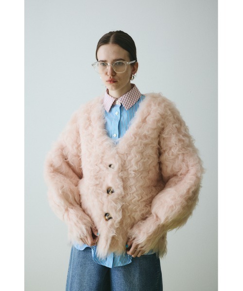 HeRIN.CYE(ヘリンドットサイ)の「Fuzzy knit cardigan ファジーニットカーディガン(カーディガン/ボレロ・レディース・ピンク/ブラウン/グレー/ブルー・FREE)」の1枚目の写真