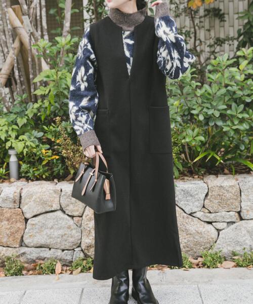 ITEMS URBANRESEARCH(アイテムズ アーバンリサーチ)の「ジャージメルトンジャンパースカート(ジャンパースカート・レディース・グレー/ブラック・FREE)」の1枚目の写真