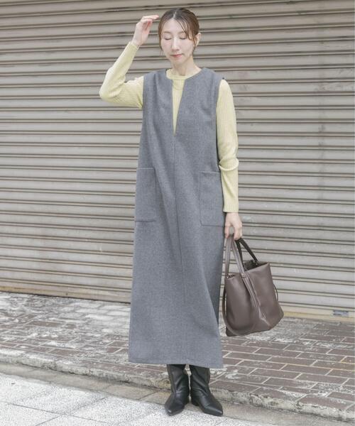 ITEMS URBANRESEARCH(アイテムズ アーバンリサーチ)の「ジャージメルトンジャンパースカート(ジャンパースカート・レディース・グレー/ブラック・FREE)」の3枚目の写真