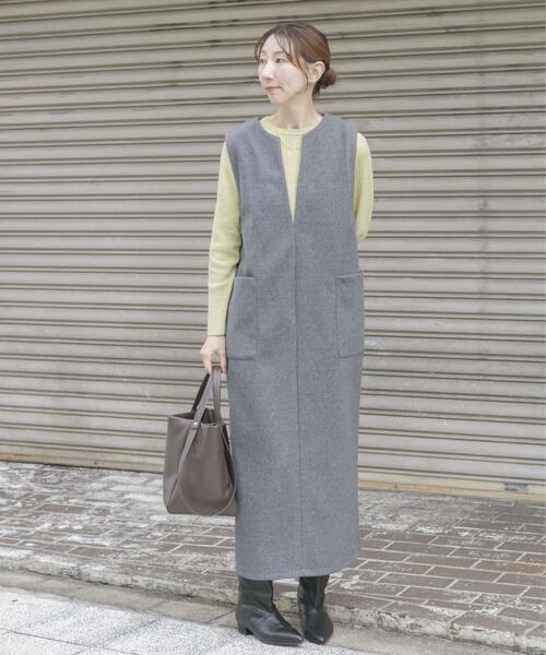 ITEMS URBANRESEARCH(アイテムズ アーバンリサーチ)の「ジャージメルトンジャンパースカート(ジャンパースカート・レディース・グレー/ブラック・FREE)」の4枚目の写真