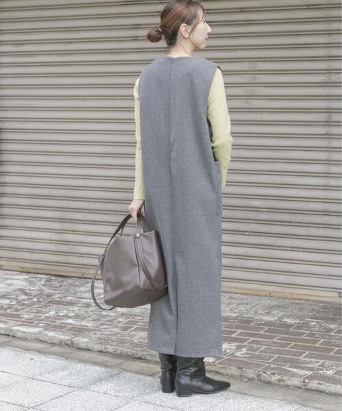 ITEMS URBANRESEARCH(アイテムズ アーバンリサーチ)の「ジャージメルトンジャンパースカート(ジャンパースカート・レディース・グレー/ブラック・FREE)」の5枚目の写真