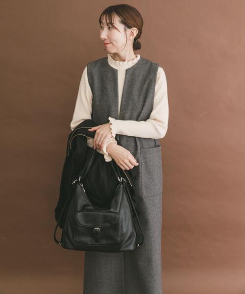 ITEMS URBANRESEARCH(アイテムズ アーバンリサーチ)の「ジャージメルトンジャンパースカート(ジャンパースカート・レディース・グレー/ブラック・FREE)」の7枚目の写真