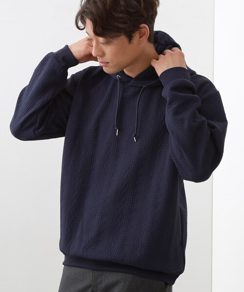 THE SHOP TK (ザ ショップ ティーケー )の「フクレキルトパーカ 【洗濯機OK】(パーカー・メンズ・ネイビー/ライトグレー/オフホワイト・03/04/02)」の3枚目の写真