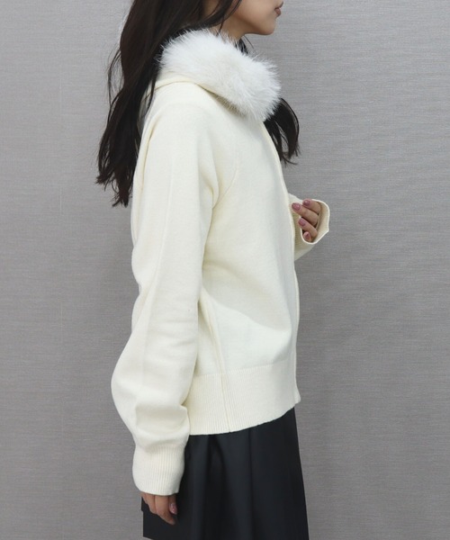 CECIL McBEE(セシルマクビー)の「ファートリミングxアンゴラライクZIPパーカー(ニット/セーター・レディース・ピンク/ブラック/オフホワイト・MEDIUM)」の15枚目の写真