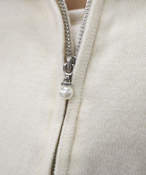 CECIL McBEE(セシルマクビー)の「ファートリミングxアンゴラライクZIPパーカー(ニット/セーター・レディース・ピンク/ブラック/オフホワイト・MEDIUM)」の17枚目の写真