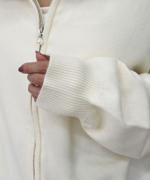 CECIL McBEE(セシルマクビー)の「ファートリミングxアンゴラライクZIPパーカー(ニット/セーター・レディース・ピンク/ブラック/オフホワイト・MEDIUM)」の18枚目の写真