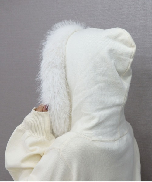 CECIL McBEE(セシルマクビー)の「ファートリミングxアンゴラライクZIPパーカー(ニット/セーター・レディース・ピンク/ブラック/オフホワイト・MEDIUM)」の20枚目の写真