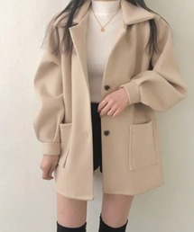 VIVID LADY（ビビッドレディー）の「パフスリーブ ミドル丈 シンプル コートジャケット（ピーコート）」