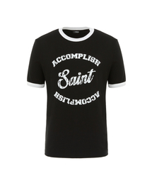 セイントシルケットハーフリンガーTシャツブラック