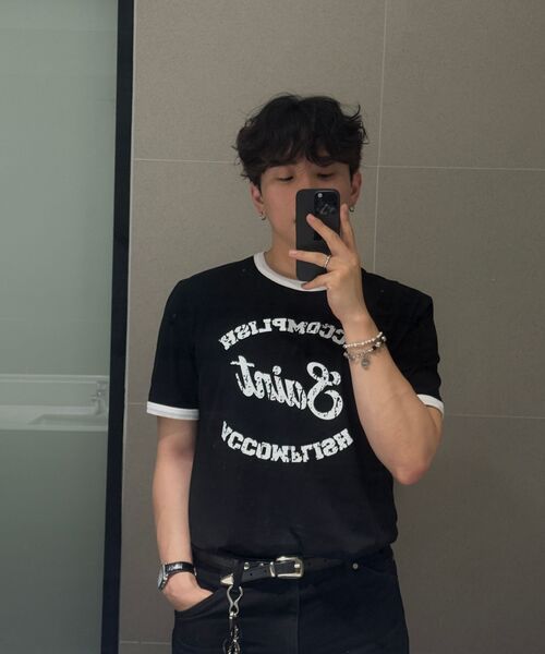 DNSR（ディーエヌエスアール）の「セイントシルケットハーフリンガーTシャツブラック（Tシャツ/カットソー・メンズ・その他・X-LARGE/MEDIUM/LARGE）」の5枚目の写真