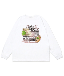 ピンクラッキーハムスタープリントロングスリーブホワイト