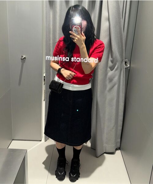 MUSINSA STANDARD WOMAN（ムシンサスタンダードウーマン）の「ウィメンズベルベットライクマイクロクロスバッグ[ブラック]（メッセンジャーバッグ・レディース・その他・FREE）」の9枚目の写真