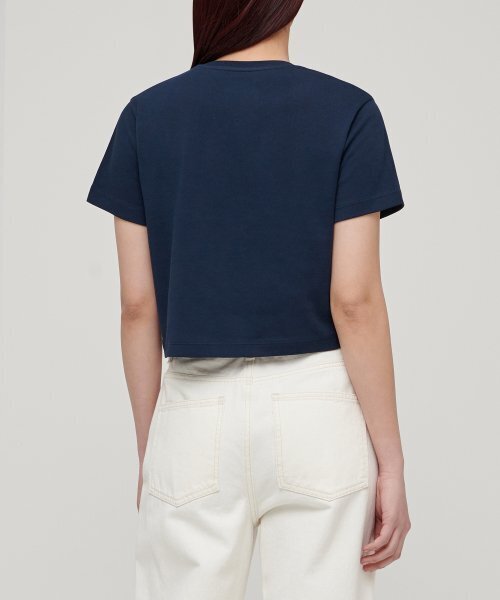 MUSINSA STANDARD WOMAN（ムシンサスタンダードウーマン）の「ウィメンズクルーネッククロップTシャツ[ネイビー]（Tシャツ/カットソー・レディース・その他・SMALL/MEDIUM/LARGE/X-SMALL）」の2枚目の写真