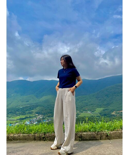 MUSINSA STANDARD WOMAN（ムシンサスタンダードウーマン）の「ウィメンズクルーネッククロップTシャツ[ネイビー]（Tシャツ/カットソー・レディース・その他・SMALL/MEDIUM/LARGE/X-SMALL）」の7枚目の写真