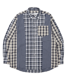 RAW EDGE CHECK SHIRT - NAVY