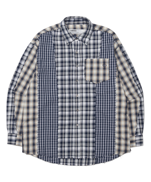 NOMANUAL(NOMANUAL)の「RAW EDGE CHECK SHIRT - NAVY(シャツ/ブラウス・レディース・その他・SMALL/MEDIUM/LARGE)」の1枚目の写真
