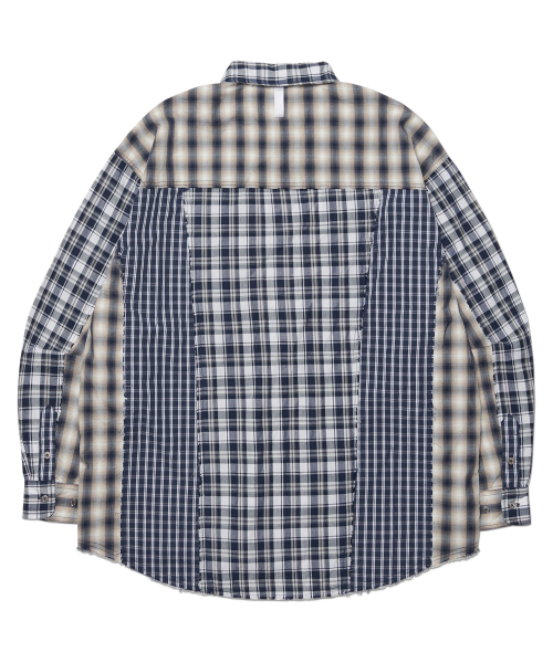 NOMANUAL(NOMANUAL)の「RAW EDGE CHECK SHIRT - NAVY(シャツ/ブラウス・レディース・その他・SMALL/MEDIUM/LARGE)」の2枚目の写真