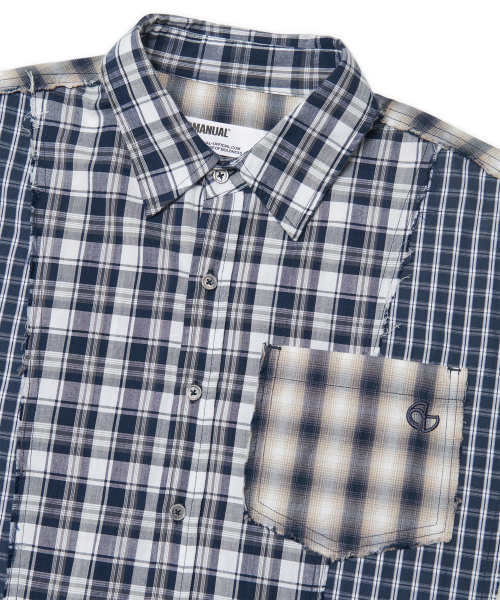 NOMANUAL(NOMANUAL)の「RAW EDGE CHECK SHIRT - NAVY(シャツ/ブラウス・レディース・その他・SMALL/MEDIUM/LARGE)」の5枚目の写真
