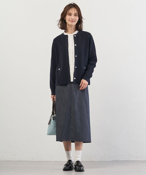 J.PRESS(ジェイプレス)の「ORGANIC GASS COTTON クルーネック カーディガン(その他アウター・レディース・ライトグリーン系/ネイビー系/ベージュ系・T13/T15)」の7枚目の写真