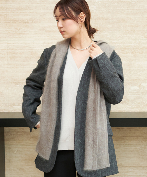 plage（プラージュ）の「R’IAM カシミヤパーカーストール（ストール/ショール・レディース・チャコールグレー/ベージュ・FREE）」の3枚目の写真