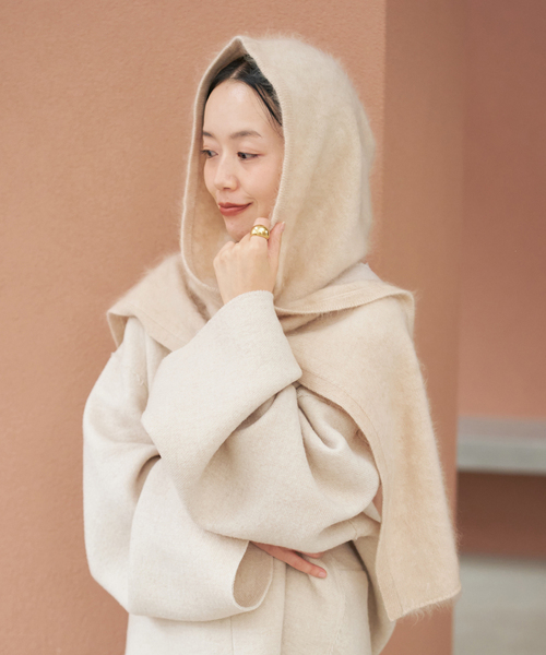 plage（プラージュ）の「R’IAM カシミヤパーカーストール（ストール/ショール・レディース・チャコールグレー/ベージュ・FREE）」の6枚目の写真