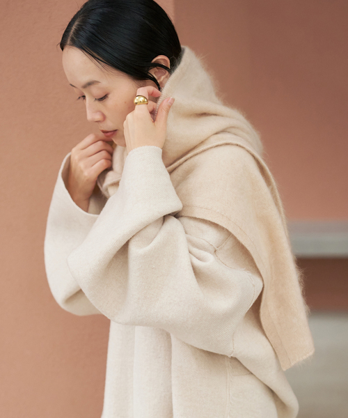 plage（プラージュ）の「R’IAM カシミヤパーカーストール（ストール/ショール・レディース・チャコールグレー/ベージュ・FREE）」の7枚目の写真