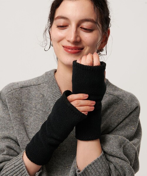TWEED MILL（ツイードミル）の「＜TWEEDMILL＞フリース ステッチ フィンガーレスグローブ（手袋・レディース・ブラウン系/ブラック・FREE）」の3枚目の写真