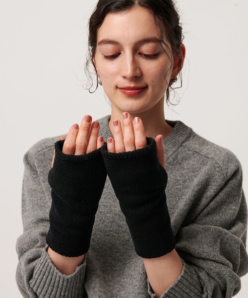 TWEED MILL（ツイードミル）の「＜TWEEDMILL＞フリース ステッチ フィンガーレスグローブ（手袋・レディース・ブラウン系/ブラック・FREE）」の4枚目の写真