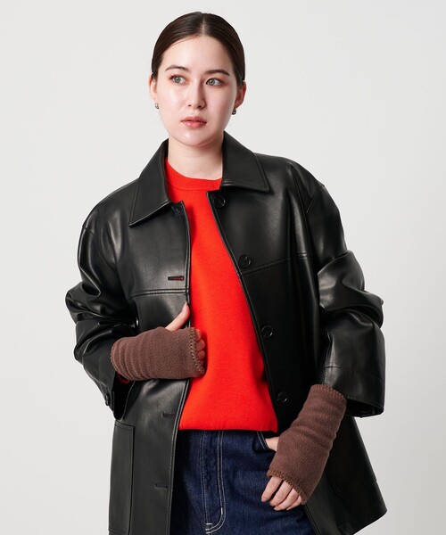 TWEED MILL（ツイードミル）の「＜TWEEDMILL＞フリース ステッチ フィンガーレスグローブ（手袋・レディース・ブラウン系/ブラック・FREE）」の8枚目の写真