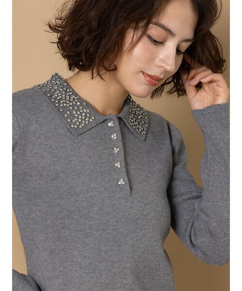 ちーず　Cニット　グレー セール】ビジューカラーニット《2025winter catalog item》（ニット