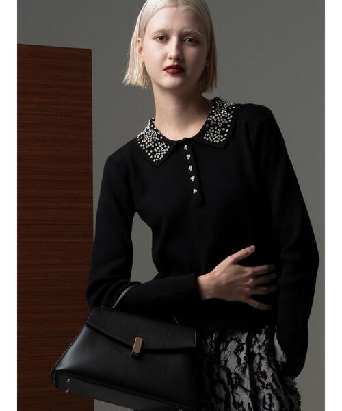 Te chichi CLASSIC（テチチクラシック）の「ビジューカラーニット《2025winter catalog item》（ニット/セーター・レディース・ブラック/グレー・F）」の2枚目の写真