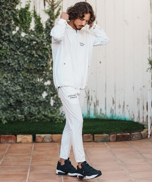1minute 1second（ワンミニットワンセカンド）の「mp14361-cursive embroidery nylon jersey pants イージーパンツ(1M26H030)（その他パンツ・メンズ・ブラック/ネイビー/ホワイト・S/M/L/XL）」の8枚目の写真