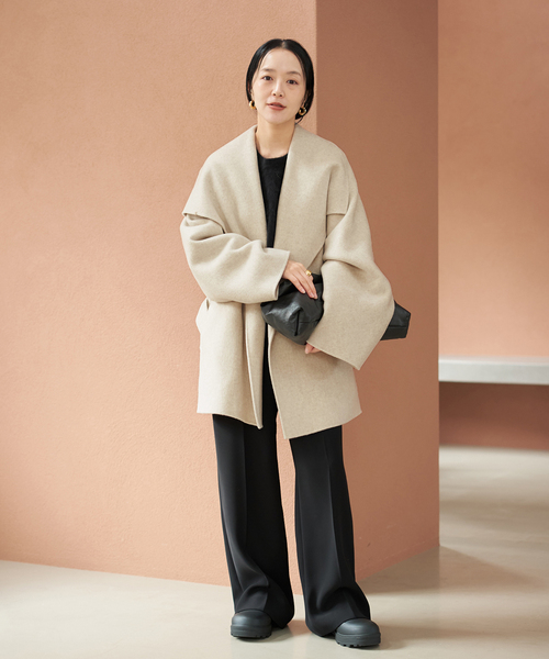 plage(プラージュ)の「《追加》HAMILTON DRAPE HALF コート 2(その他アウター・レディース・ブラックミックス/ベージュ・36/38)」の14枚目の写真