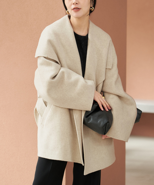 plage(プラージュ)の「《追加》HAMILTON DRAPE HALF コート 2(その他アウター・レディース・ブラックミックス/ベージュ・36/38)」の18枚目の写真