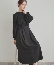 couture brooch | 【通勤・ラメジャカード】ドッキングワンピース(ワンピース)