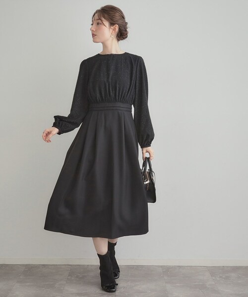 couture brooch（クチュールブローチ）の「【通勤・ラメジャカード】ドッキングワンピース（ワンピース・レディース・ナチュラル/ブラック・38/36/42/40）」の14枚目の写真