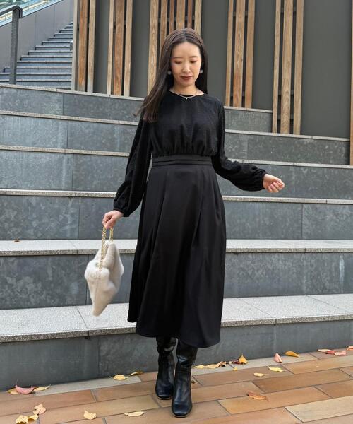 couture brooch（クチュールブローチ）の「【通勤・ラメジャカード】ドッキングワンピース（ワンピース・レディース・ナチュラル/ブラック・38/36/42/40）」の22枚目の写真