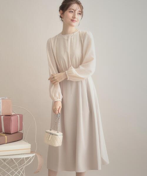 couture brooch（クチュールブローチ）の「【通勤・ラメジャカード】ドッキングワンピース（ワンピース・レディース・ナチュラル/ブラック・38/36/42/40）」の5枚目の写真