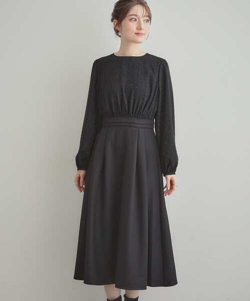 couture brooch（クチュールブローチ）の「【通勤・ラメジャカード】ドッキングワンピース（ワンピース・レディース・ナチュラル/ブラック・38/36/42/40）」の13枚目の写真