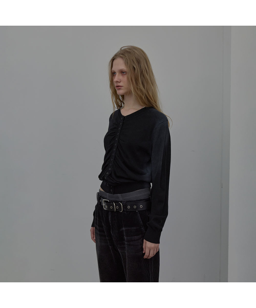 LCDC TM(エルシーディーシーティーエム)の「SPRAY WASHED SHIRRING CARDIGAN (BLACK)(カーディガン/ボレロ・レディース・その他・SMALL/MEDIUM)」の6枚目の写真