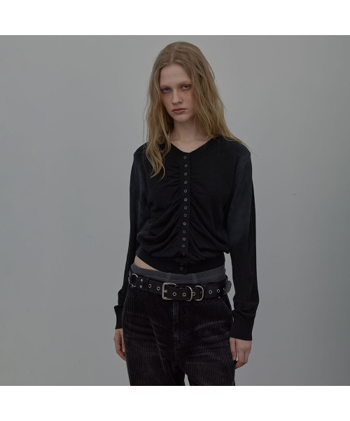 LCDC TM(エルシーディーシーティーエム)の「SPRAY WASHED SHIRRING CARDIGAN (BLACK)(カーディガン/ボレロ・レディース・その他・SMALL/MEDIUM)」の8枚目の写真