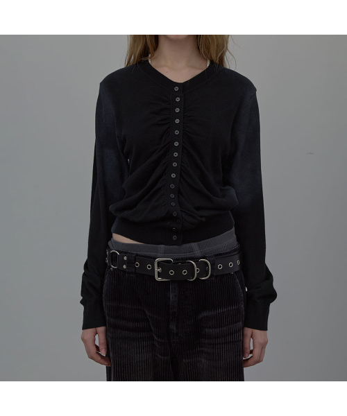 LCDC TM(エルシーディーシーティーエム)の「SPRAY WASHED SHIRRING CARDIGAN (BLACK)(カーディガン/ボレロ・レディース・その他・SMALL/MEDIUM)」の2枚目の写真