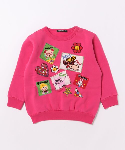 HYSTERIC MINI(ヒステリックミニ)の「SCRAP PATCHWORK 裏毛トレーナー(スウェット・キッズ・ピンク・100)」の1枚目の写真