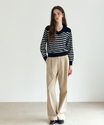 TUCKED COTTON PANTS_BEIGE