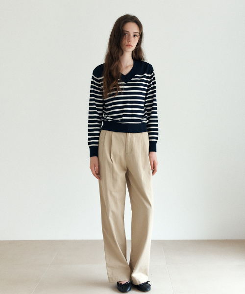 YUPPE(ヨッペ)の「TUCKED COTTON PANTS_BEIGE(その他パンツ・レディース・その他・SMALL/MEDIUM)」の4枚目の写真
