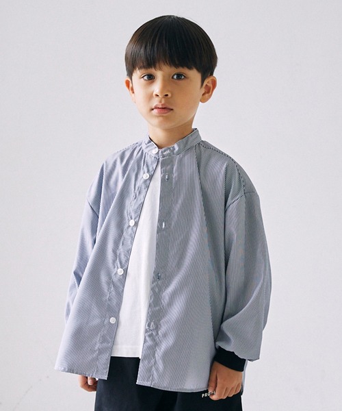 GENERATOR（ジェネレーター）の「GENERATOR/ジェネレーター ストライプシャツ（シャツ/ブラウス・キッズ・グリーン/ネイビー・M/L/XL）」の2枚目の写真