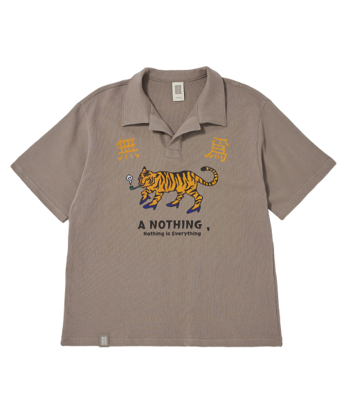 MU-WI PIN-KNIT 1/2 COLLAR-TEE (Beige)