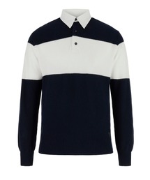 Guess | KNOX Long Sleeves Diagonal Ribs Blocking Polo Sweater ニットトップス ポロシャツ(ポロシャツ)